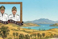 ILUSTRASI. Lukisan Pantai Rote dan Bingkai Foto Bupati dan Wakil Bupati Rote Ndao | RoteNdao.Com