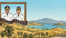 ILUSTRASI. Lukisan Pantai Rote dan Bingkai Foto Bupati dan Wakil Bupati Rote Ndao | RoteNdao.Com