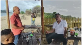 Ketua Ormas Tani Merdeka DPC Rote Ndao sekaligus anggota DPRD Rote Ndao dari Fraksi Partai Gerindra, Firlot Pellokila (kiri) bersama anggota DPRD Provinsi NTT juga dari Fraksi Gerindra, Yan Piter Windy. FOTO: ROOL/Ho